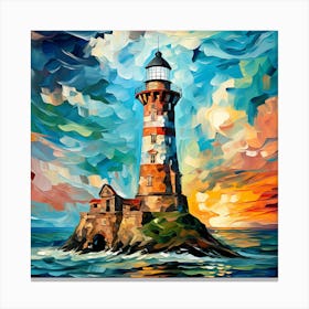 Lighthouse At Sunset 18 Canvas Print