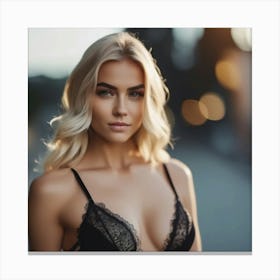 beautiful blonde girl in lingerie 2 Canvas Print