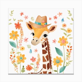 Floral Baby Giraffe Nursery Illustration (16) 1 Canvas Print