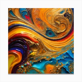 Colorful Abstract Liquid Paint Canvas Print