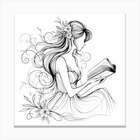 Reading Beauty - Minimal Line Drawing Canvas Print