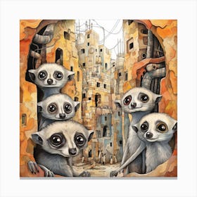 Meerkats In The City 1 Canvas Print