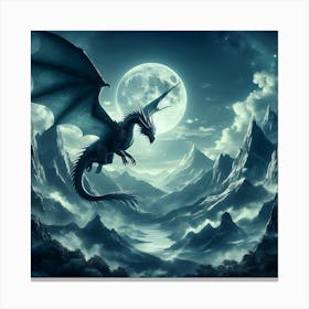 Dragon In The Night Sky Canvas Print