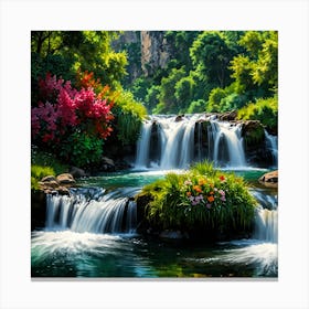 Waterfalls In The Forest Canvas Print