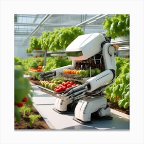 Robot In The Greenhouse Canvas Print