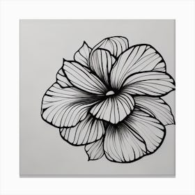 Hibiscus Flower Black and White Canvas Print