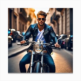 Man On A Motorcycle 1 Canvas Print