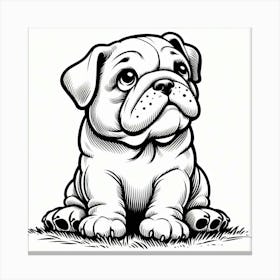 Line Art bulldog dog 2 Canvas Print