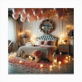 Romantic Bedroom with Candles Canvas Print
