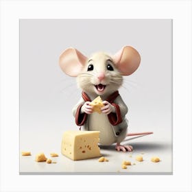 Mouse Eating Cheese Canvas Print