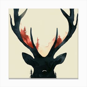 Deer Head Antlers Canvas Print