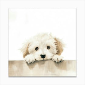 Puppy Looking Over Fence Canvas Print