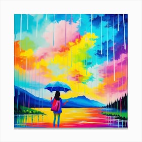 Rainbow Rain Painting Canvas Print