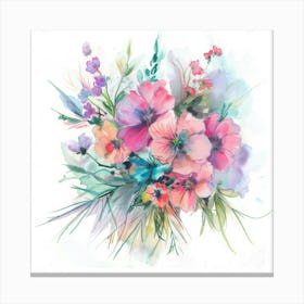 Watercolor Flowers Bouquet Canvas Print