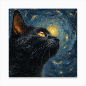 Black Cat In Space Canvas Print