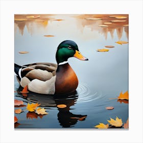 Mallard Duck In Autumn Canvas Print