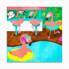 Flamingo Resort Square Canvas Print