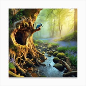 Kingfisher In The Forest 14 Canvas Print