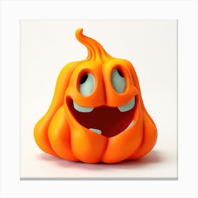Bright Orange Cartoon Funny Ghost Plasticine Halloween Pumpkin Canvas Print