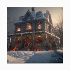Christmas House Stock Videos & Royalty-Free Footage 3 Canvas Print