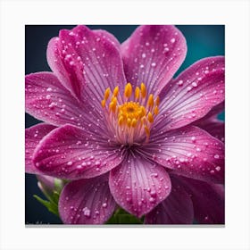 Raindrops On A Purple Flower Canvas Print