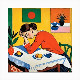 Woman At A Table Canvas Print