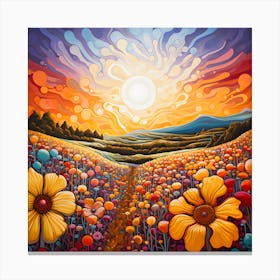 Sunset In The Meadow 3 Canvas Print