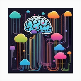 Brain With Clouds Canvas Print