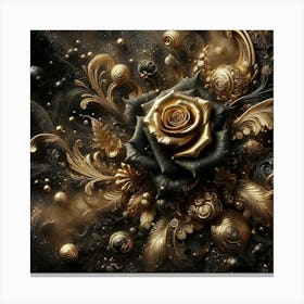 Black And Gold Rose Canvas Print