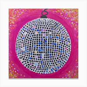 Disco Ball Pink Square Canvas Print