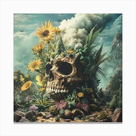 Skull And Flowers 1 Canvas Print