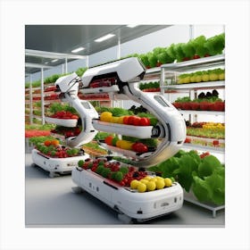 Robots In A Supermarket 1 Canvas Print