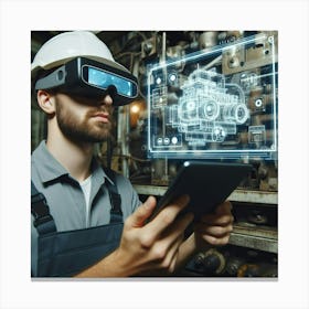 Industrial Worker Using A Virtual Reality Headset Canvas Print