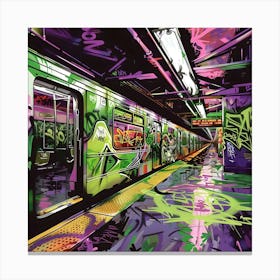 Subway Station, Graffiti, Street Art, Urban Hues Canvas Print