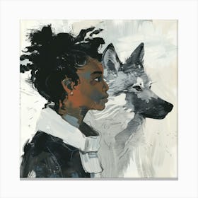 Girl With Wolf Canvas Print