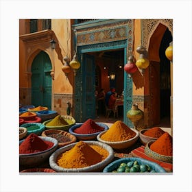 Morocco Spice Market Canvas Print