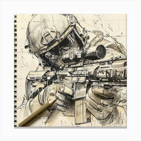 Soldier Drawing Canvas Print