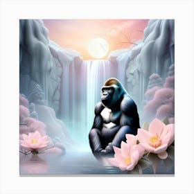 Gorilla In The Waterfall Canvas Print