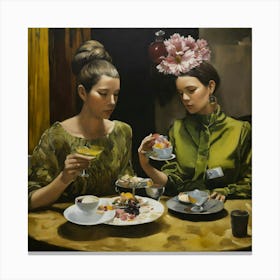 Two Women At A Table 3 Canvas Print