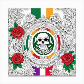 Mexican Skull And Roses Canvas Print