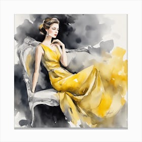 Woman In A Yellow Dress Canvas Print