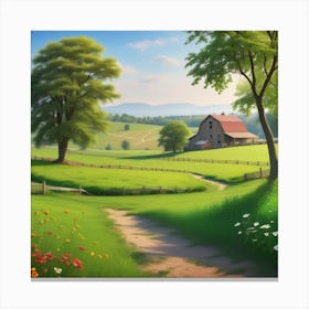 Farm Landscape Wallpaper 4 Canvas Print
