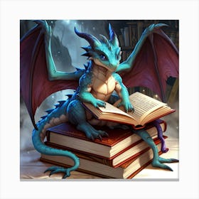 Dragon Reading Book Canvas Print