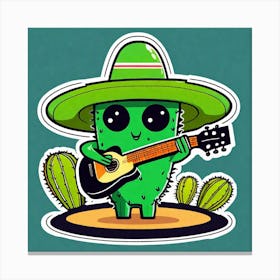 Cactus Playing Guitar 21 Canvas Print