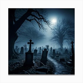 Graveyard At Night 10 Canvas Print