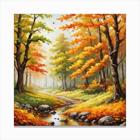 Forest In Autumn In Minimalist Style Square Composition 18 Canvas Print