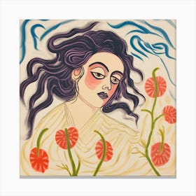 Woman With Flowers Canvas Print