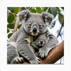 Koala Bear Marsupial Australia Eucalyptus Tree Furry Gray Cute Small Herbivore Mammal Wi Canvas Print