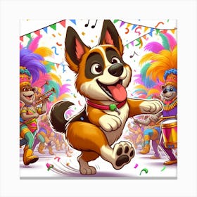 Dog In A Parade Canvas Print