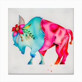 Floral Buffalo Canvas Print